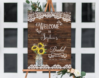 Sunflower Bridal Shower SIgn, Sunflower Wedding Welcome Sign, Bridal Shower Sign Printable, Bridal Shower Banner, Wedding Shower Banner