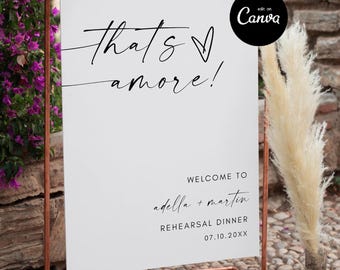 Amore Welcome Sign, Italian Rehearsal Dinner Welcome Sign, That's Amore Bridal Shower Welcome Sign, Italian Themed Bridal Shower Sign Canva
