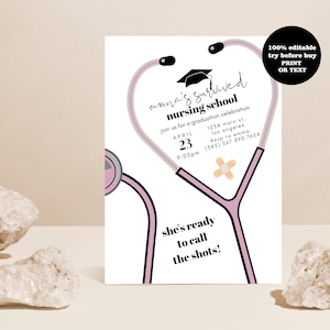 Nurse Graduation Party Invitation, She&#39;s Ready to Call the Shots, Medical Graduation Invitation, Nursing Party Invite, Medical Doctor Grad