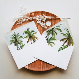 CLAIRO | Tropical Wedding Envelope Liners Printable, Beach Wedding Envelope Liners, Palm Tree Envelope Liners, Tropical Envelope Liner DIY
