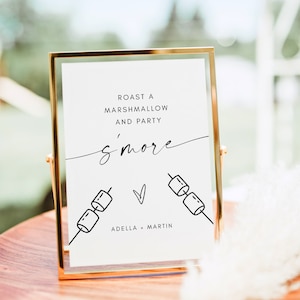 S'more Wedding Sign, Roast A Marshmallow and Party S'more Sign, S'more Station, Smore Bar Sign, Modern Minimalist Wedding Signs DIY