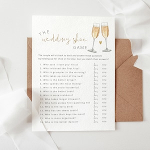 The Wedding Shoe Game, Fun Couple Game, Wedding Shower Game, Wedding Trivia Game, Bridal Party Trivia, His or Her Trivia, Editable DIY