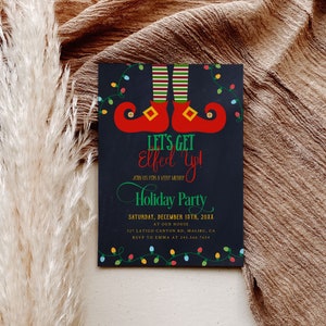 Let's Get Elfed Up Party Invitation, Christmas Party Invitation, Funny Christmas Party Invitation, Holiday Party Invite, Xmas Party Invite image 2