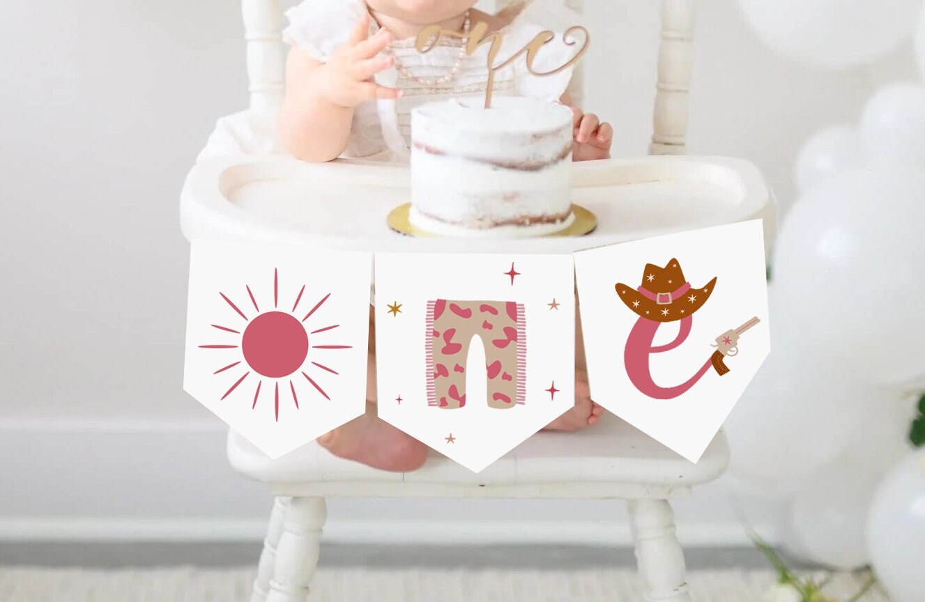 Banner Per Seggiolone Cowgirl 'My First Rodeo' Per Primo Compleanno, Decorazioni Festa Bambina, Tessuto Denim E Poliestere - 3