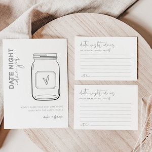 Date Night Ideen, Wedding Shower Date Jar, Date Jar, Ratschläge & Wünsche Schild und Karten, Moderne Brautparty Spiele, Hochzeit Shower Spiele, DIY