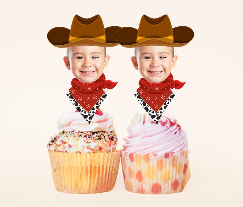 Cowboy Cupcake Toppers, Cowboy Birthday Decorations, Cowgirl Cupcake Toppers, Cowboy Party Decor, Cowboy Cupcake, Western Cupcake Toppers image 2