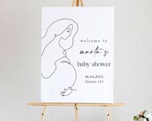 Modern Elegant Baby Shower Welcome Sign Template, Line Art Baby Shower Signs, Minimalist Welcome Baby Shower Printable Sign