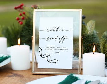 Ribbon Send Off Sign, Wedding Ribbon Send Off Sign, Send Off Ideas, Ribbon Send Off Sign Template, Instant Download, 100% Editable Canva