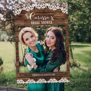 Bridal Shower Photo Booth Frame, Photobooth Frame Template, Rustic Bridal Shower Photo Prop, Wedding Photo Prop Printable, Photo Booth Frame