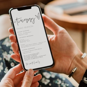 Ellia | Reiseplan elektronische Vorlage, Bachelorette, Hochzeit, Familientreffen, elektronischer Stundenplan, E-Mail Reiseplan, bearbeitbarer Text