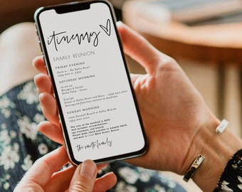 Ellia | Itinerary Electronic Template, Bachelorette, Wedding, Family Reunion, Electronic Schedule, Email Itinerary, Editable Text