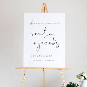 Minimalist Engagement Party Welcome Sign Template, Modern Minimalist Engagement Welcome Poster Printable, Simple Contemporary Instant