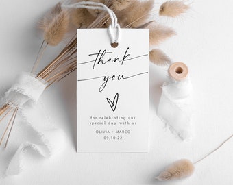 Minimalist Thank You Favor Tag, Minimalist Baby Shower Tags, Boho Bridal Shower, Modern Bridal Shower Favor Tags, Editable Template | MIA
