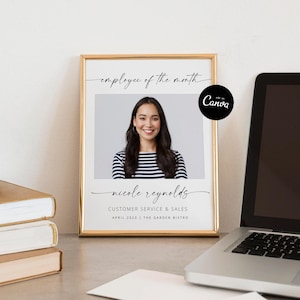 Employee of The Month Frame, Minimalist Employee of the Month Template, Employee Recognition, Employee Of The Month Certificate Canva