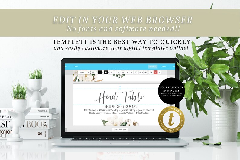 Magnolia Seating Chart Template Printable Table Seating Plan Etsy