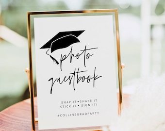 Graduation Photo Guestbook Sign Printable, Graduation Guest book Sign Template, Modern Graduation Signage, Graduation Decor 2026 Canva
