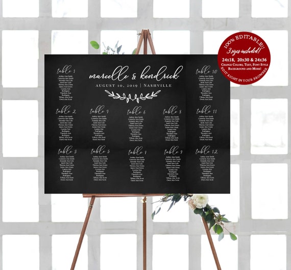 Seating Chart Template Etsy