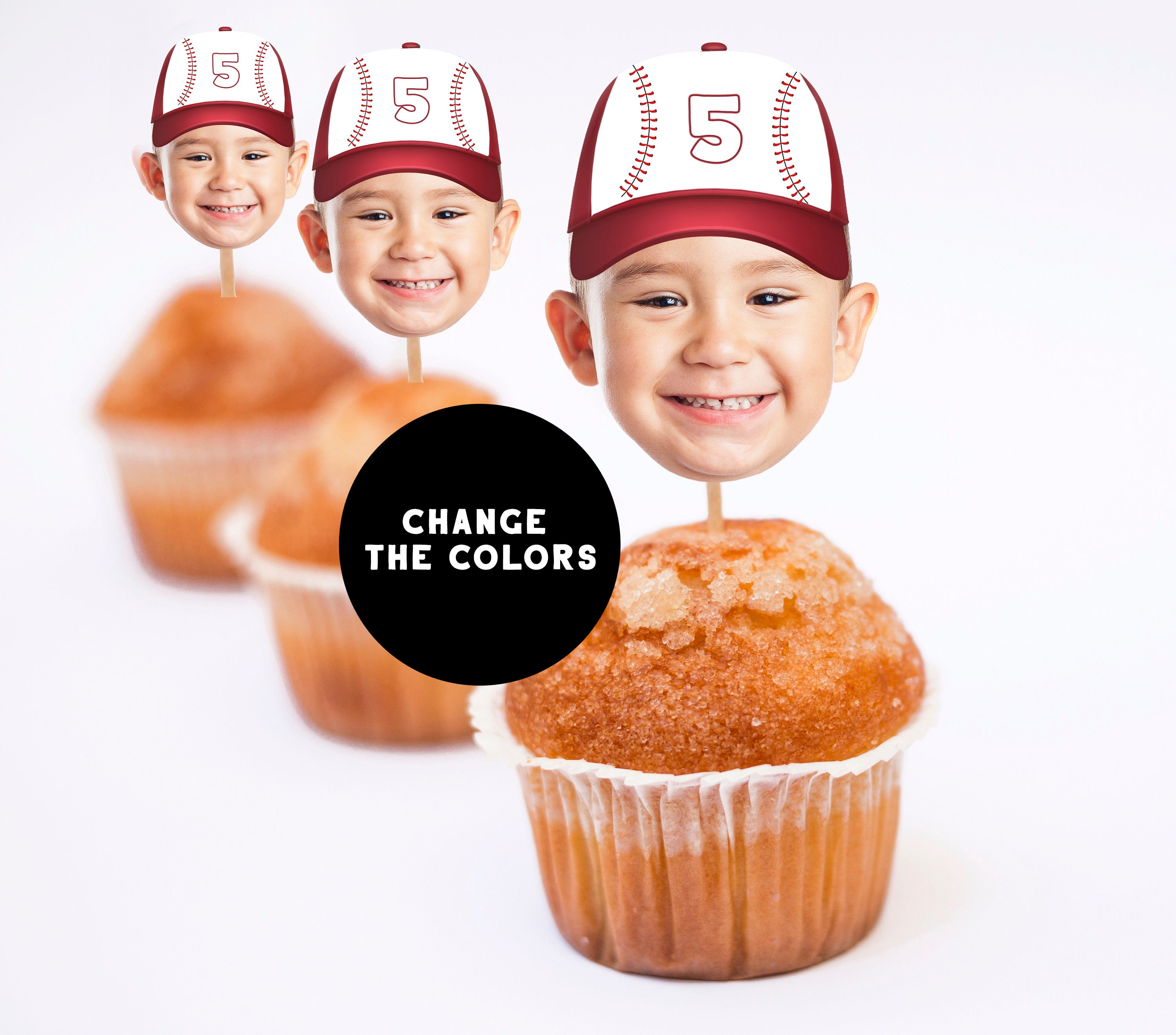 Baseball Cupcake Toppers Cupcake Toppers With Photo Sports Etsy