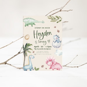 Dinosaur Birthday Invitation, Dinosaur Birthday Invite, jurassic, trex, dinosaur party, dinosaur birthday, EDITABLE, INSTANT DOWNLOAD
