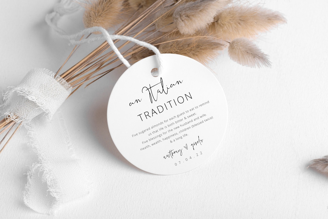 Five Sugared Almonds, Italian Wedding Favors, Editable Wedding Sticker