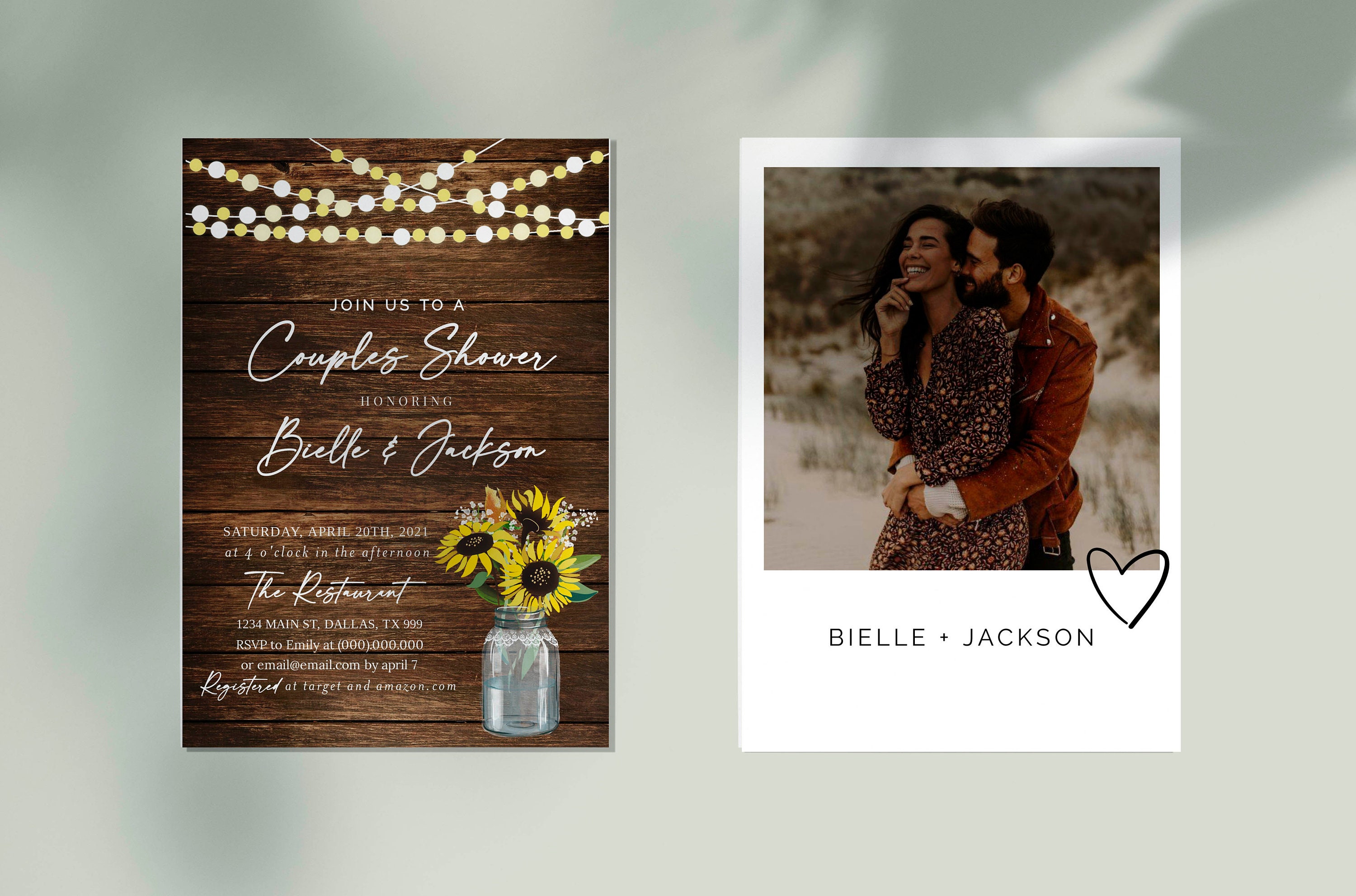 Flyah Rustic Couples Shower Invitation Template Editable Etsy