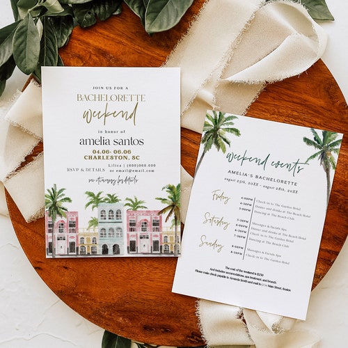 Charleston Bachelorette Itinerary Template Rainbow Row - Etsy