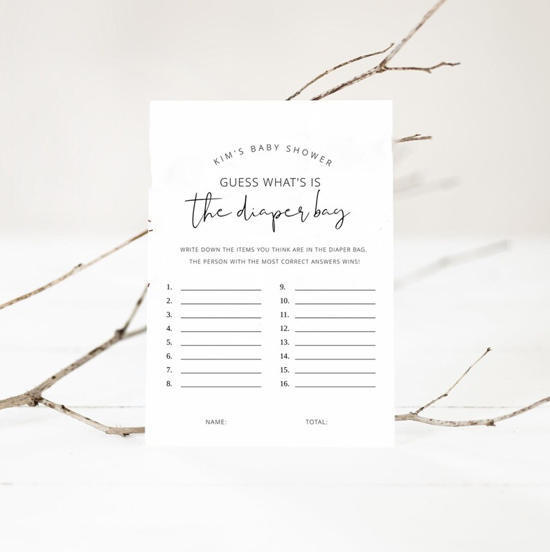 What's in the Diaper Bag Game Baby Shower Diaper Game Etsy