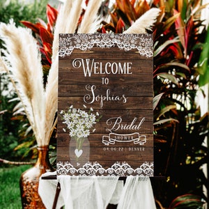 Wedding Welcome Sign, Bridal Shower Welcome Sign, Bridal shower sign Printable, Rustic Welcome Sign, Bridal Shower Decor image 1