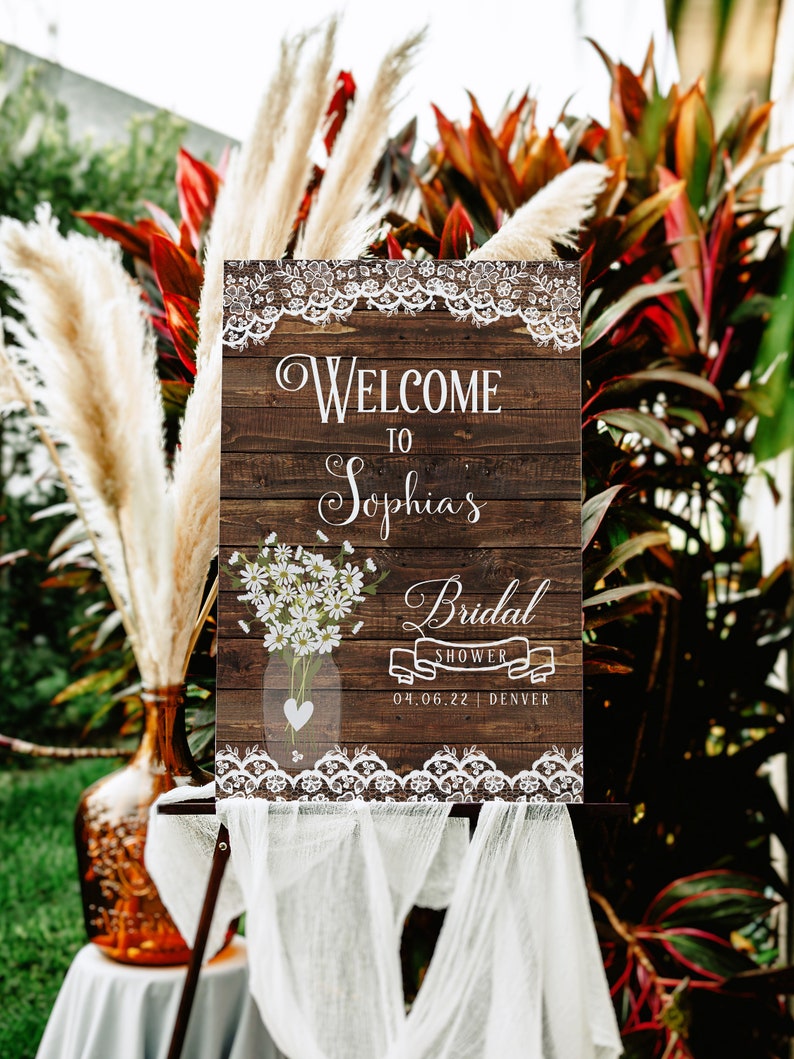 Wedding Welcome Sign, Bridal Shower Welcome Sign, Bridal shower sign Printable, Rustic Welcome Sign, Bridal Shower Decor image 1