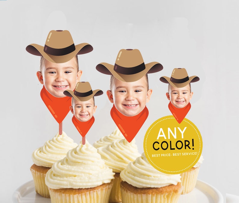 Cowboy Cupcake Topper Cowboy Birthday Decorations Photo Etsy
