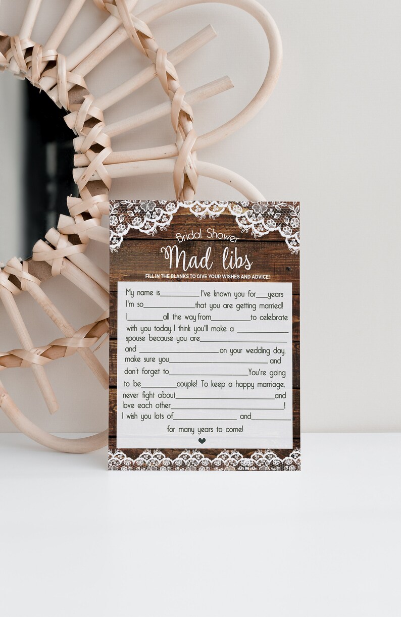 Printable Bridal Shower Games Rustic Bridal Shower Games Etsy