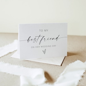 An meine beste Freundin auf ihrer Hochzeitstagskarte, Hochzeitskartenvorlage für beste Freundin, Geschenk für die beste Freundin der Braut, Hochzeitskarte bearbeitbar | MIA