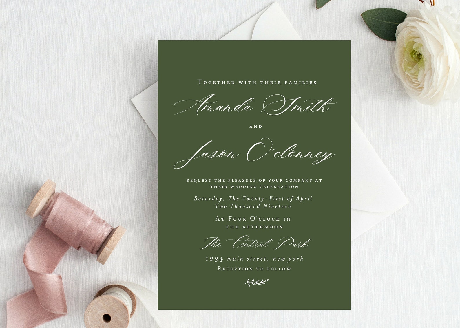 Calligraphy Wedding Invitation Template Elegant Wedding | Etsy