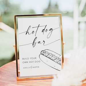 Wedding Hot Dog Sign Template, Wedding Food Hot Dog Station, Minimalist Wedding Signs, Wedding Reception Food Signs, Party Hotdog Sign