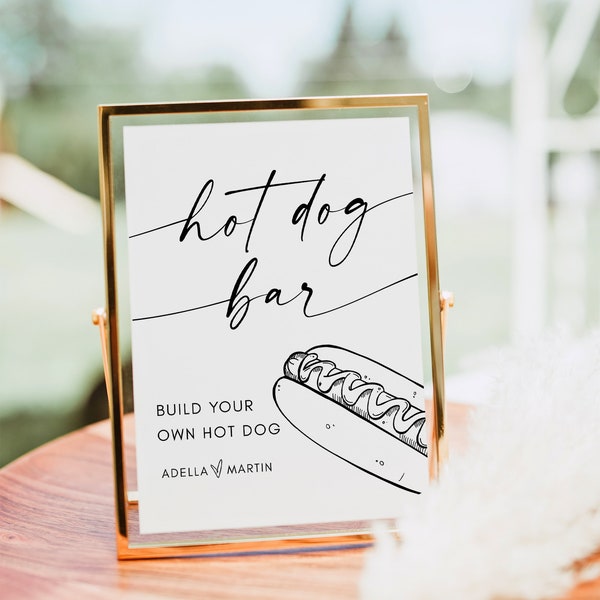 Wedding Hot Dog Sign Template, Wedding Food Hot Dog Station, Minimalist Wedding Signs, Wedding Reception Food Signs, Party Hotdog Sign