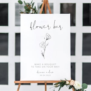 Flower Bar Sign, Flower Bar Bridal Shower Sign, Wedding Flower Bar, Modern Wedding Favor, Build Your Bouquet, Unique Baby Shower Ideas DIY