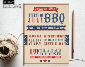 4th july invitation, 4th of july invitation, Fourth of July Invitation, 4th of July BBQ, Fourth of July Party, 4th of july invites