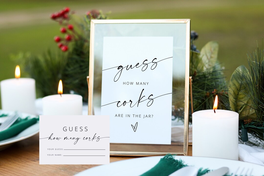 Guess How Many Corks, Guess How Many Corks Sign, Bridal Shower Corks
