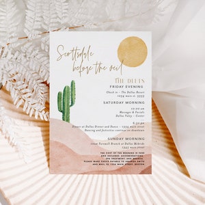 Scottsdale Bachelorette Itinerary, Scottsdale Weekend Itinerary, Scottsdale Before the Veil Invite, Arizona Bachelorette Itinerary, Editable