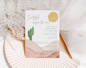 Scottsdale Bachelorette Itinerary, Scottsdale Weekend Itinerary, Scottsdale Before the Veil Invite, Arizona Bachelorette Itinerary, Editable