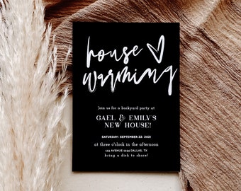 Housewarming Invitation Template, Modern Housewarming Party Invite, Backyard Party Invitation Digital Download, Editable Barbecue Evite DIY