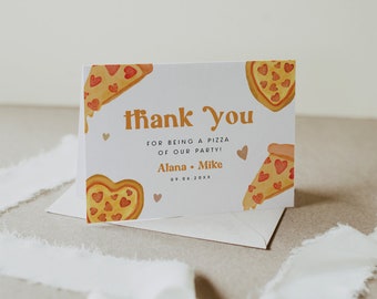 Slice Slice babyshower bedankkaart, pizzabedankkaarten, verjaardagsfeestje pizza, themafeestje pizza, pizza maken, Templett, DIY, digitaal