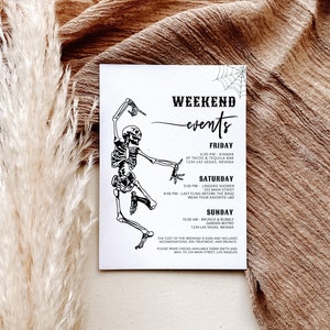 Halloween Bachelorette Itinerary, Spooky Bachelorette Itinerary, Til Desth Do Us Party Bachelorette, Halloween Hen Party Invitation Editable