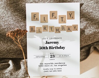 Fifty Birthday Invitation Template, 50th Birthday Invitation For Men, Looks Who's 50th, Modern Fifty Invitation Printable, 50th Bday Evite