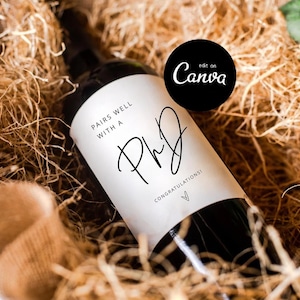 Graduation PHD Gift, Graduation Wine Label Template Download, Pairs Well with PhD, PhD Wine Label, Gift for PhD, Gift for Doctors, Editable