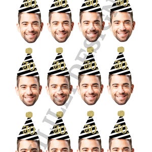 Photo Cupcake Toppers 30th, 40th, 50th, 60, 75 Digital File, Birthday Decor, 30th birthday for him decorations, Cupcake, Photo, ANY AGE image 2