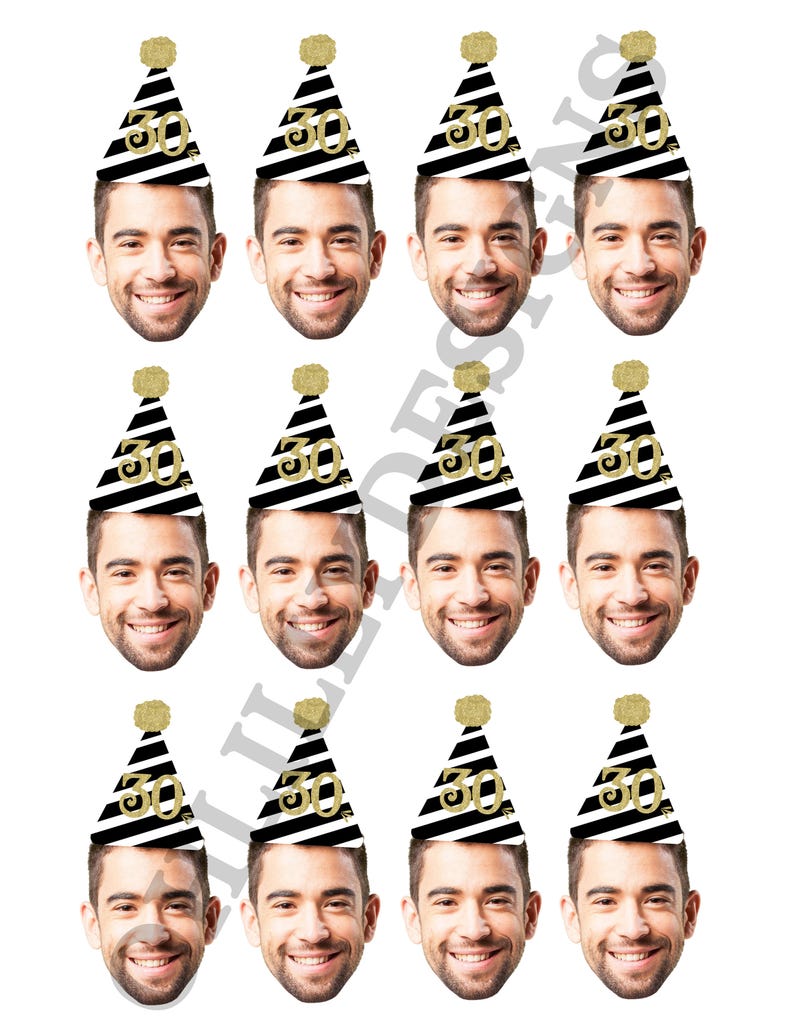 Photo Cupcake Toppers 30th, 40th, 50th, 60, 75 Digital File, Birthday Decor, 30th birthday for him decorations, Cupcake, Photo, ANY AGE image 2