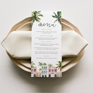 Charleston Junggesellenabschied Menü, Junggesellenabschied Menü Vorlage, Charleston Junggesellenabschied, Regenbogen Reihen Menü, Abendessen Menü Vorlage DIY
