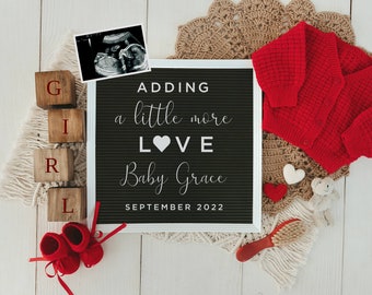 Milena | Editable Valentine's Day Pregnancy Announcement, Digital Valentine's Pregnancy Announcement, Social Media Baby Pregnancy, Templett