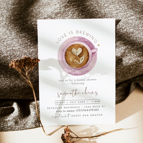 Coffee Bridal Shower Invitation, Love is Brewing Bridal Shower, Bridal Breakfast Invitation, Coffee with the Bride Invitation, Brunch Evite